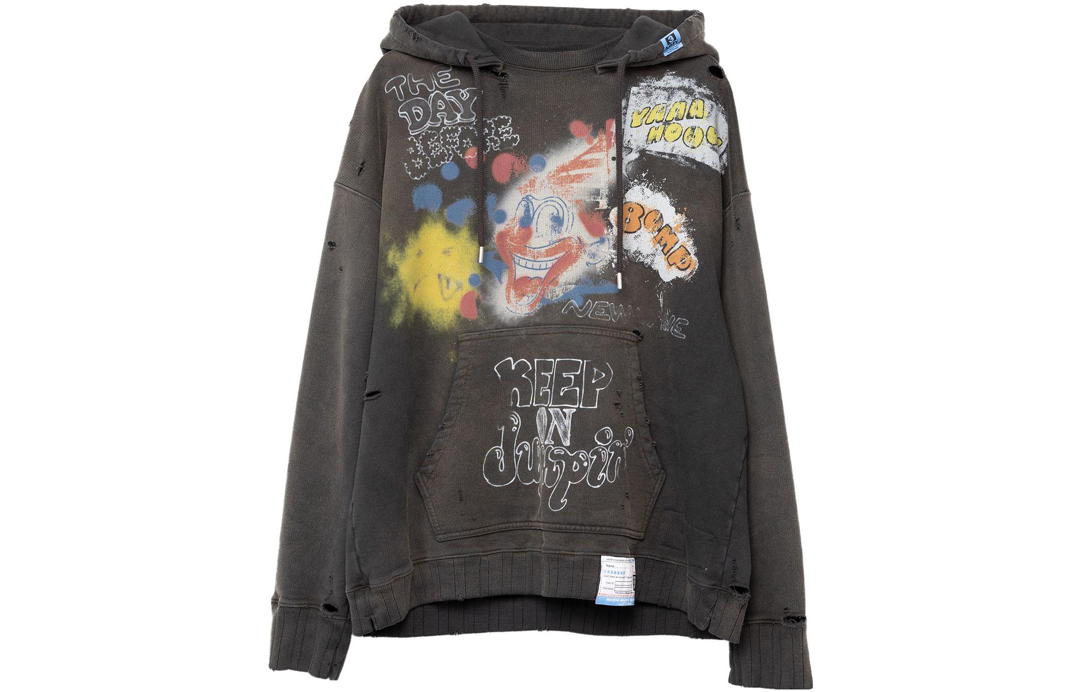 Maison Mihara Yasuhiro FW23 Smiley Logo Oversized Hoodie Beige Retro Pullover Men A11HD591-BEIGE