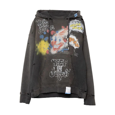 Maison Mihara Yasuhiro FW23 Smiley Logo Oversized Hoodie Beige Retro Pullover Men A11HD591-BEIGE