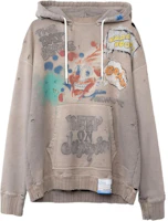 Maison Mihara Yasuhiro FW23 Smiley Logo Oversized Hoodie Beige Retro Pullover Men A11HD591-BEIGE Maison Mihara Yasuhiro FW23 Smiley Logo Oversized Hoodie Beige Retro Pullover Men A11HD591-BEIGE