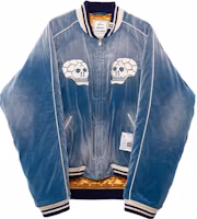 Maison Mihara Yasuhiro FW23 Souvenir Skull Print Zip Jacket Blue Menswear J11BL061-BLUE Maison Mihara Yasuhiro FW23 Souvenir Skull Print Zip Jacket Blue Menswear J11BL061-BLUE