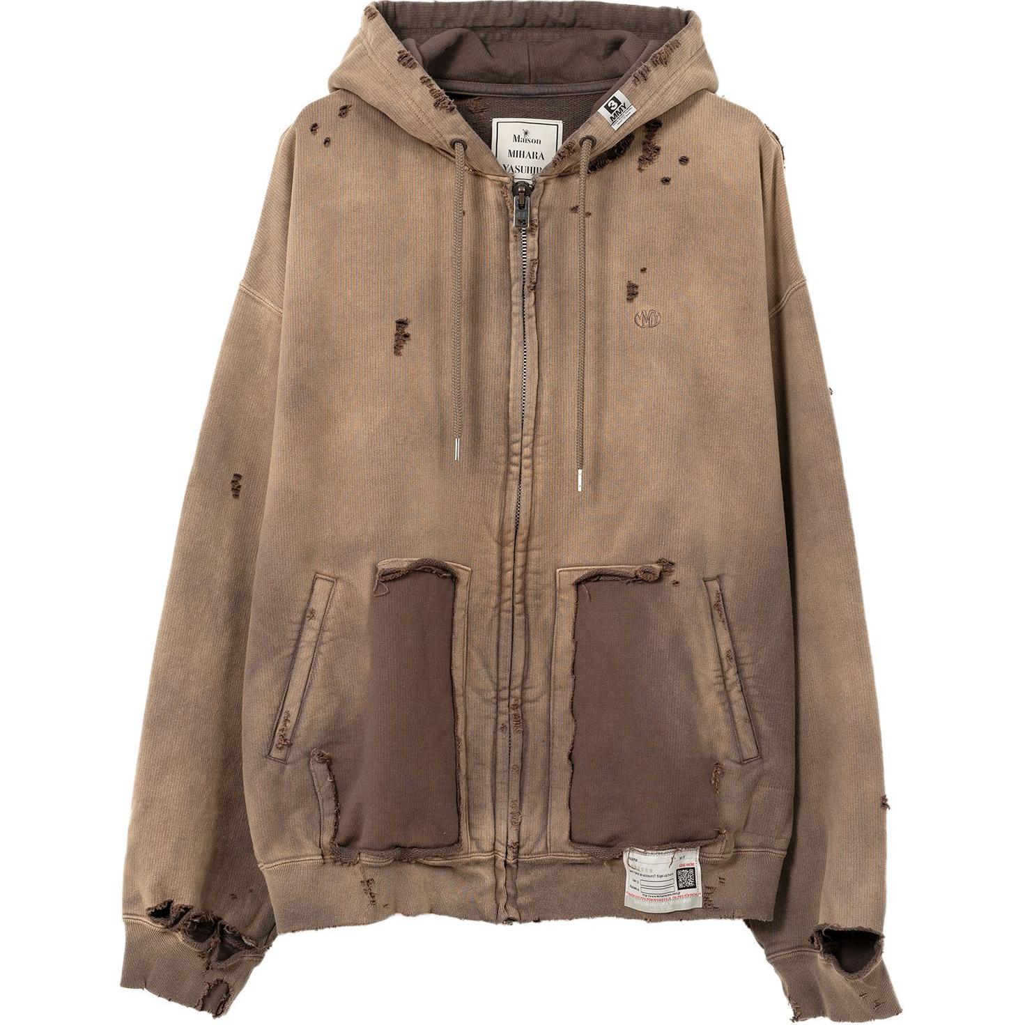 Maison Mihara Yasuhiro FW24 Faded Zip Hoodie Oversized Long Sleeve Black Men A13PK541-BLACK