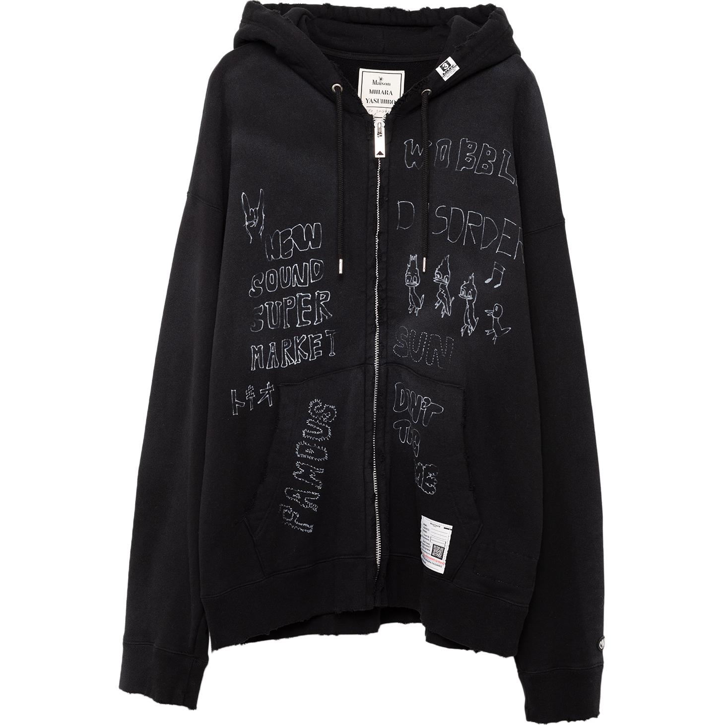 Maison Mihara Yasuhiro FW24 Vintage Layered Distressed Hoodie Black Menswear A13HD581-BLACK