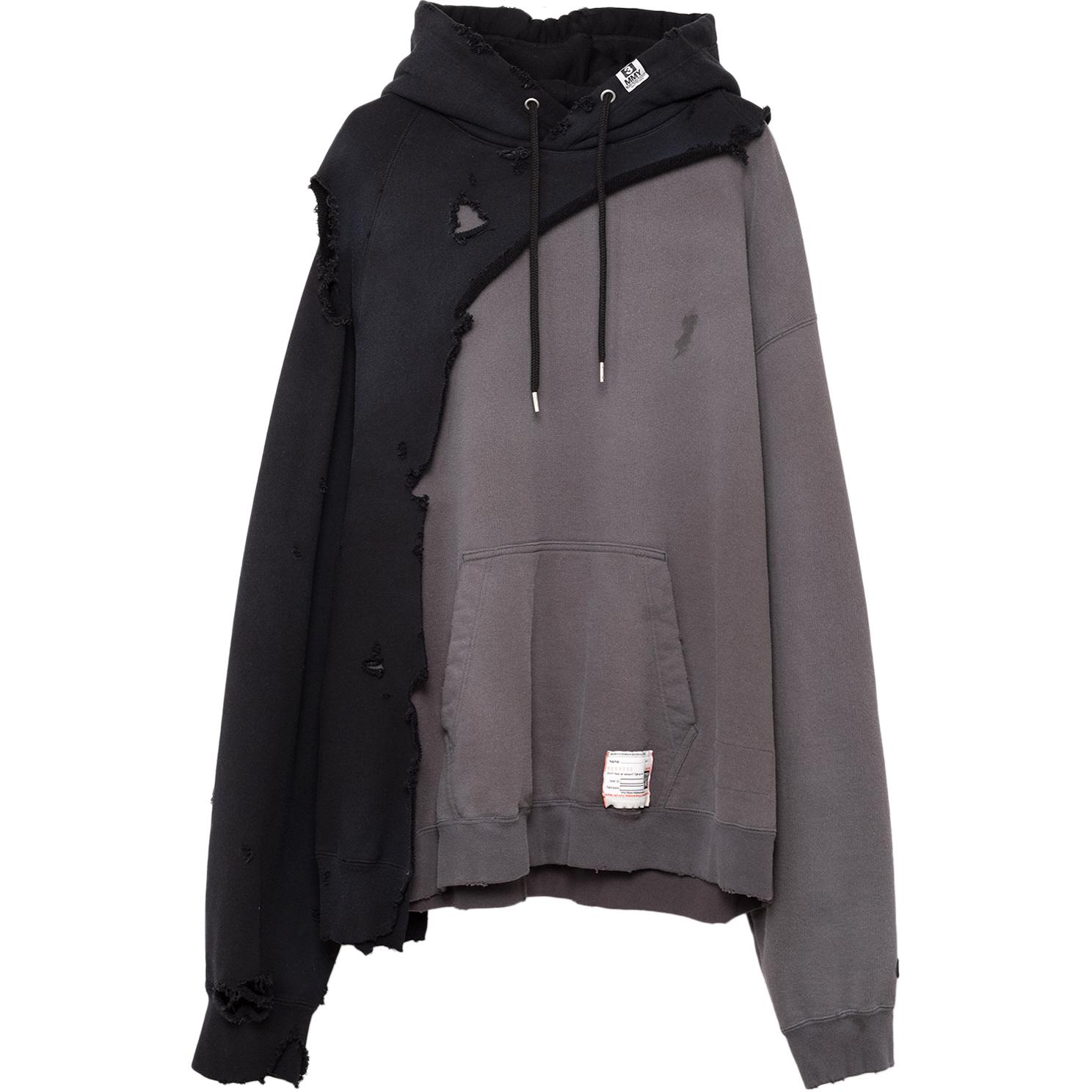 Maison Mihara Yasuhiro FW24 Vintage Oversized Hoodie Black Fashion Pullover J13HD722-BLACK