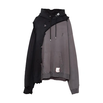 Maison Mihara Yasuhiro FW24 Vintage Oversized Hoodie Black Fashion Pullover J13HD722-BLACK