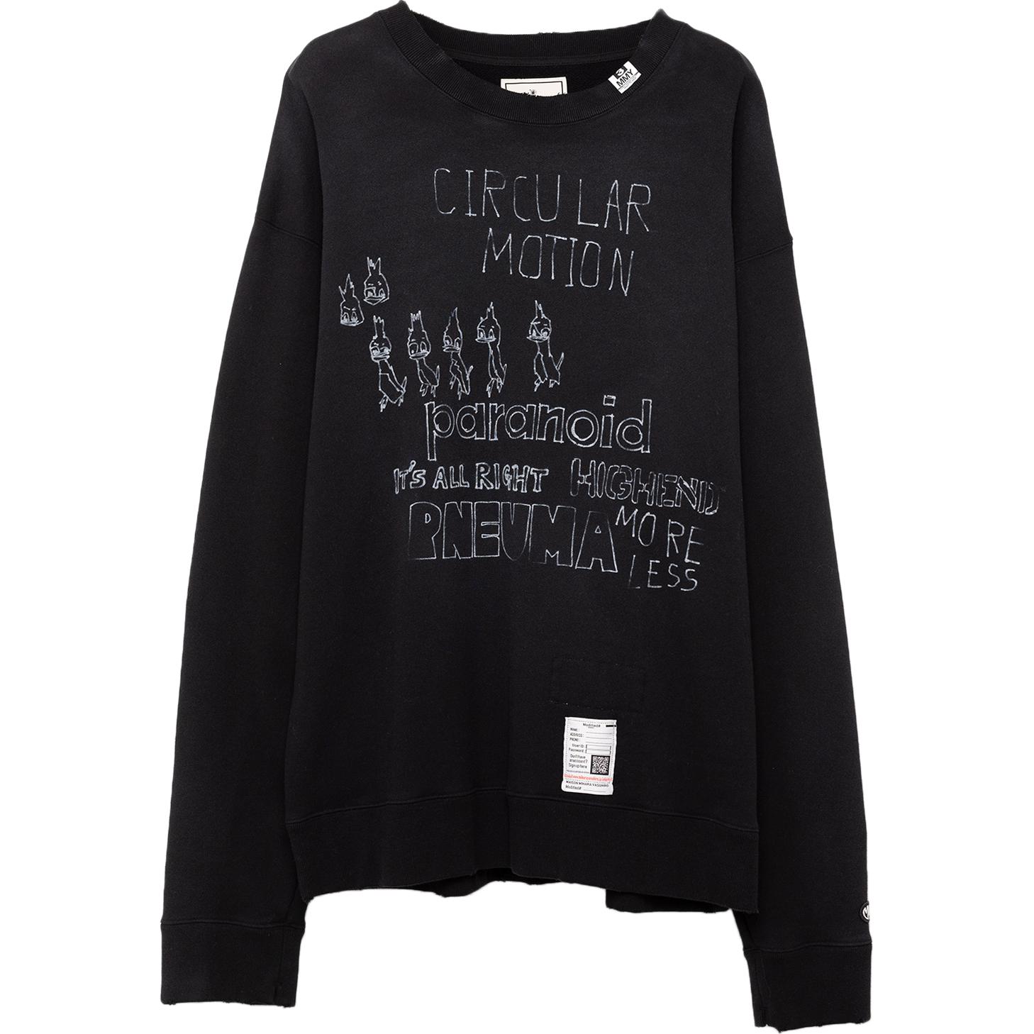 Maison Mihara Yasuhiro FW24 Vintage Washed Print Crewneck Sweatshirt White Mens J13PO723-WHITE