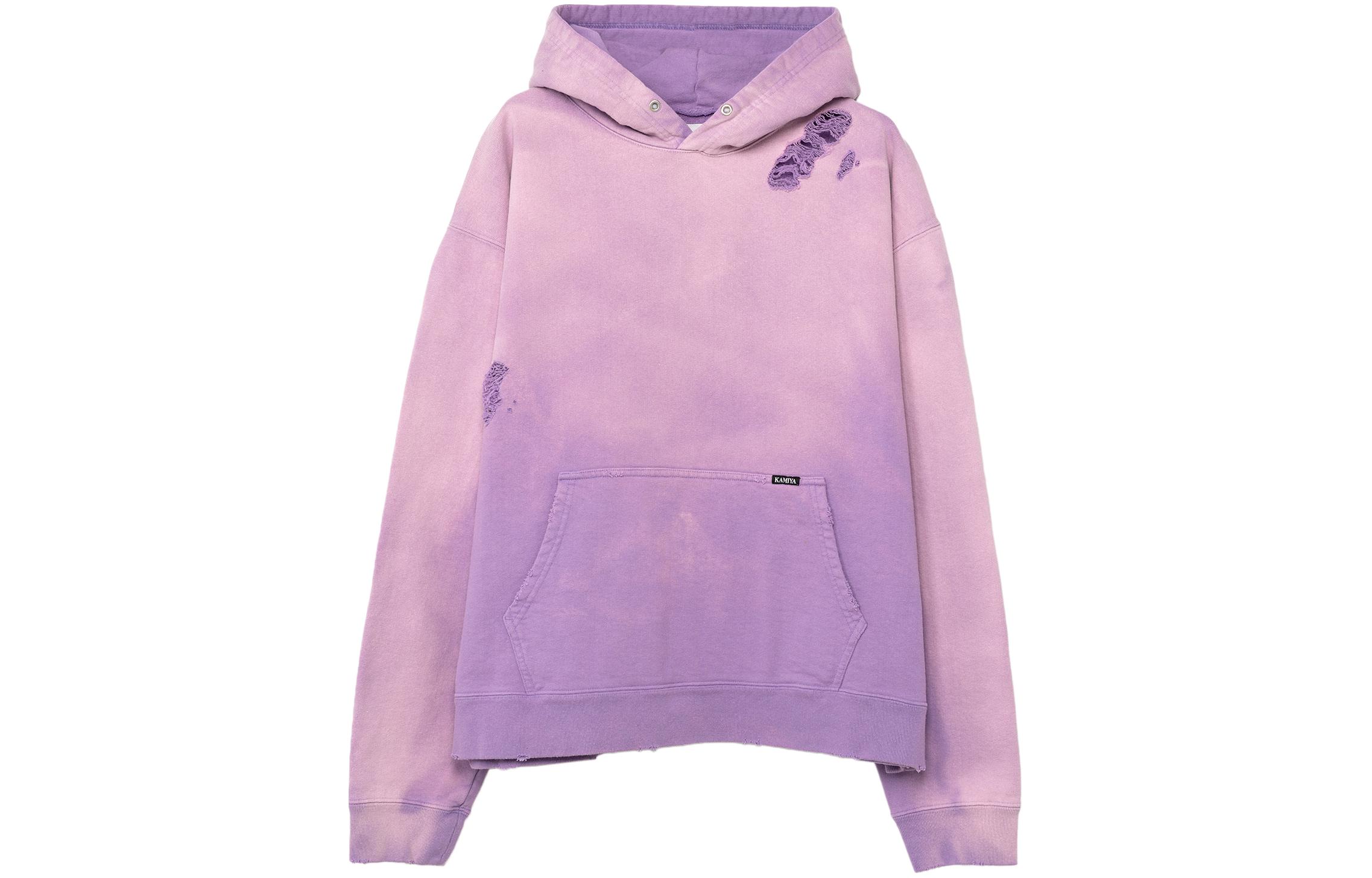 Maison Mihara Yasuhiro Graffiti Print Distressed Purple Short-Sleeve Hoodie A11HD592PURPLE