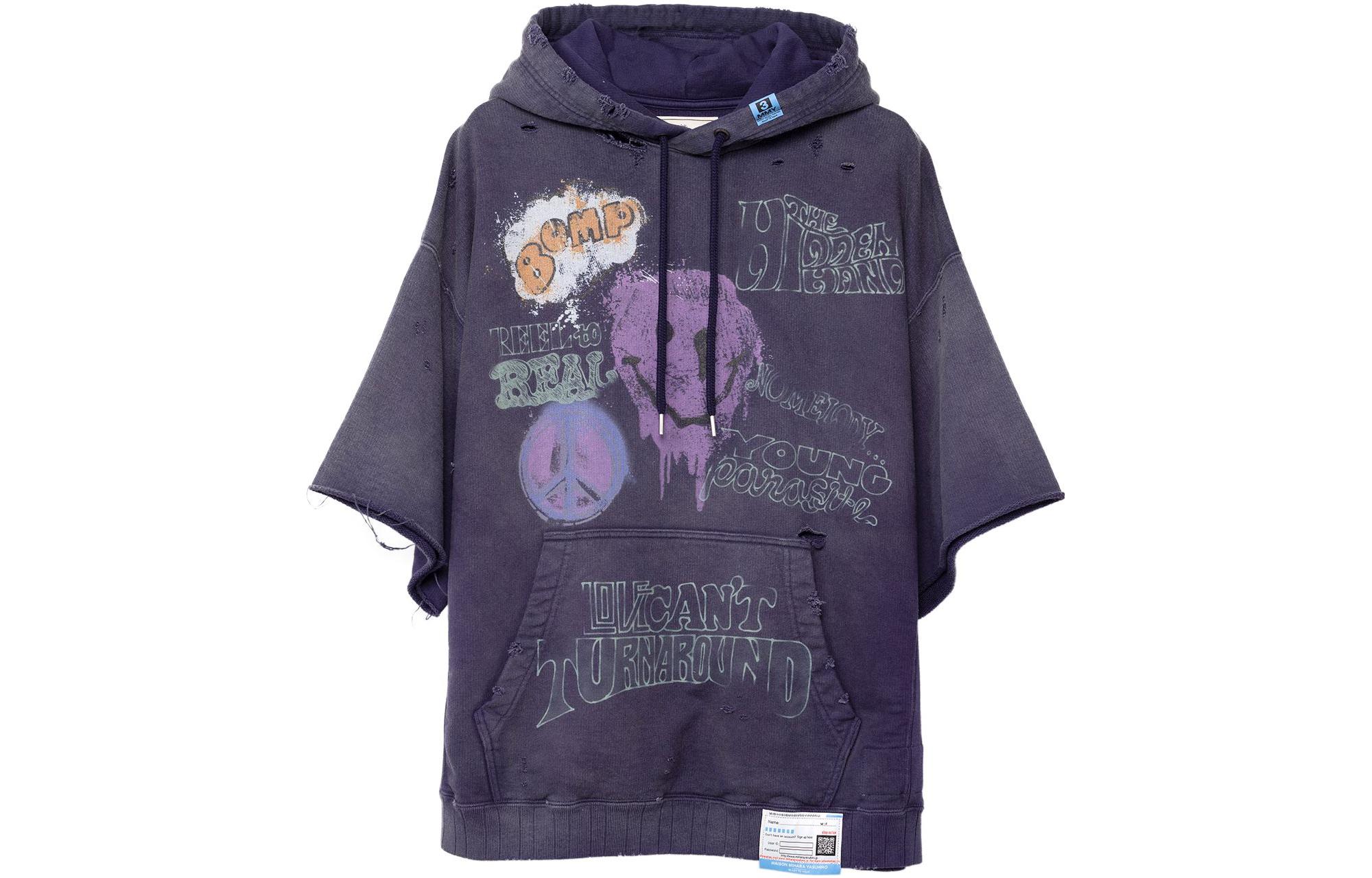 Maison Mihara Yasuhiro Graphic Hoodie Black Mens Long Sleeve Pullover J11HD512-BLACK