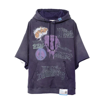Maison Mihara Yasuhiro Graphic Hoodie Black Mens Long Sleeve Pullover J11HD512-BLACK