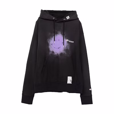 Maison Mihara Yasuhiro Graphic Print Colorblock Hoodie Black Mens A11HD571BLACK