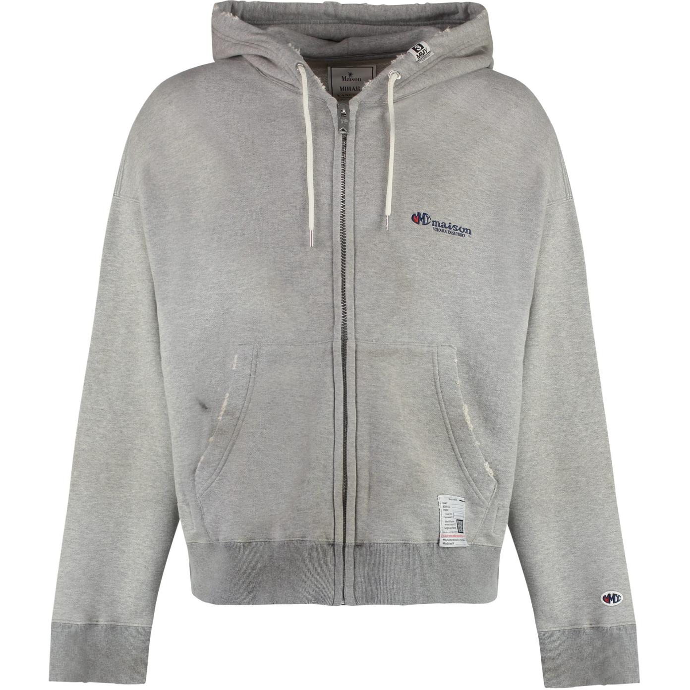Maison Mihara Yasuhiro Grey Solid Logo Zip-Up Hoodie Jacket J10PK511GRAY