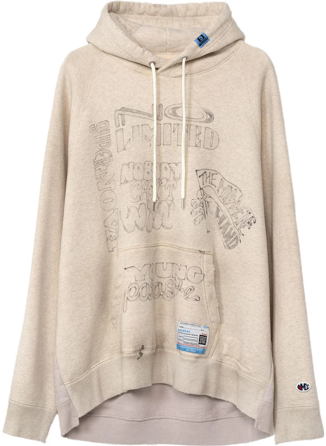 maison-mihara-yasuhiro-letter-graphic-combined-hoodie-white-long-sleeve-a11-hd-601-white