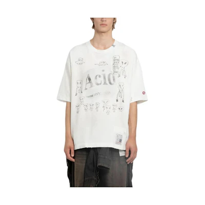 Maison Mihara Yasuhiro Letter Print Oversized White Crewneck T-Shirt for Men J12TS552-WHITE