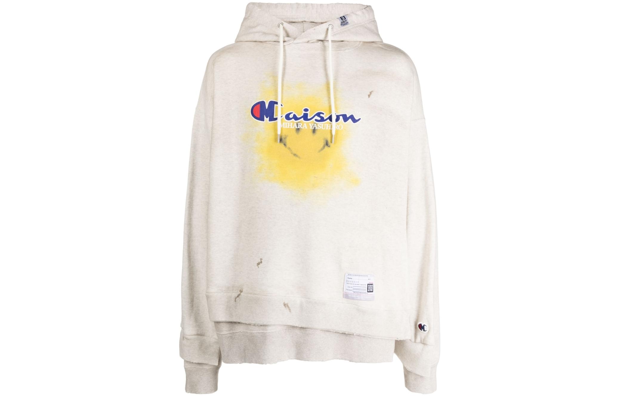 Maison Mihara Yasuhiro Logo Zip Hoodie Beige Loose-Fit J11PK511-WHITE