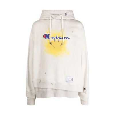 Maison Mihara Yasuhiro Logo Zip Hoodie Beige Loose-Fit J11PK511-WHITE