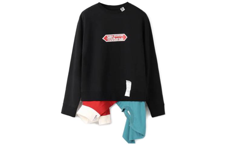 Maison Mihara Yasuhiro Mihara Yasuhiro Black Crewneck Sweatshirt with Letter Print C10PO502-BLACK