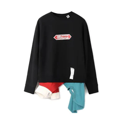 Maison Mihara Yasuhiro Mihara Yasuhiro Black Crewneck Sweatshirt with Letter Print C10PO502-BLACK