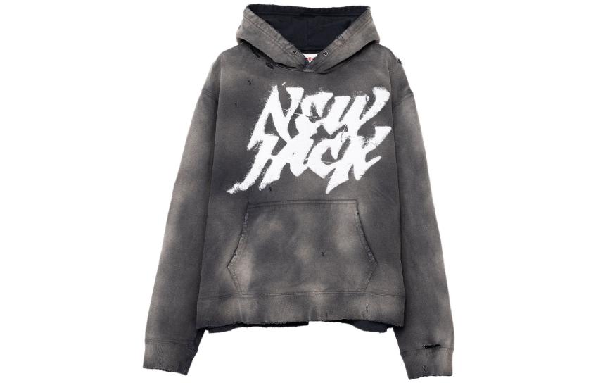 Maison Mihara Yasuhiro Mihara Yasuhiro Destroyed Letter Print Hoodie Navy Blue Long Sleeve G11HD040-NAVY