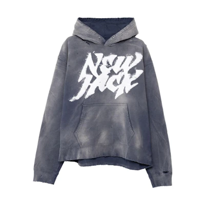 Maison Mihara Yasuhiro Mihara Yasuhiro Destroyed Navy Cartoon Printed Crewneck Sweatshirt Men G11PO041-NAVY