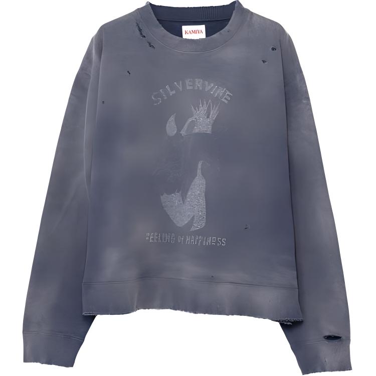 Maison Mihara Yasuhiro Mihara Yasuhiro Destroyed Print Sweatshirt Purple - Crewneck Long Sleeve G11PO043-PURPLE