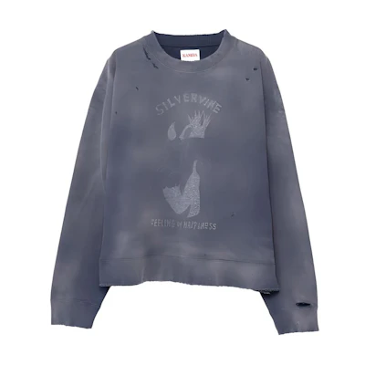 Maison Mihara Yasuhiro Mihara Yasuhiro Destroyed Print Sweatshirt Purple - Crewneck Long Sleeve G11PO043-PURPLE