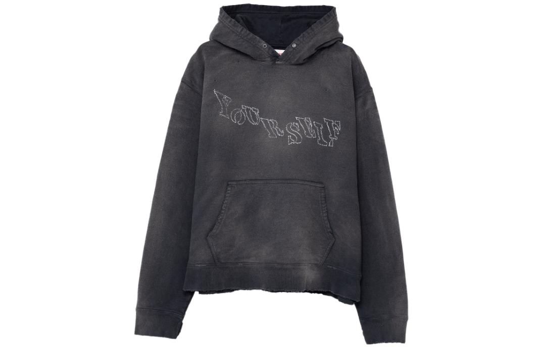 Maison Mihara Yasuhiro Mihara Yasuhiro Destroyed Printed Sweatshirt Black Crewneck Long Sleeve G11PO043-BLACK