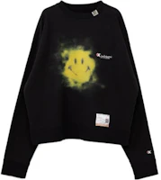 Maison Mihara Yasuhiro Mihara Yasuhiro FW22 Smiley Print Crewneck Sweatshirt Black A09PO713 Maison Mihara Yasuhiro Mihara Yasuhiro FW22 Smiley Print Crewneck Sweatshirt Black A09PO713