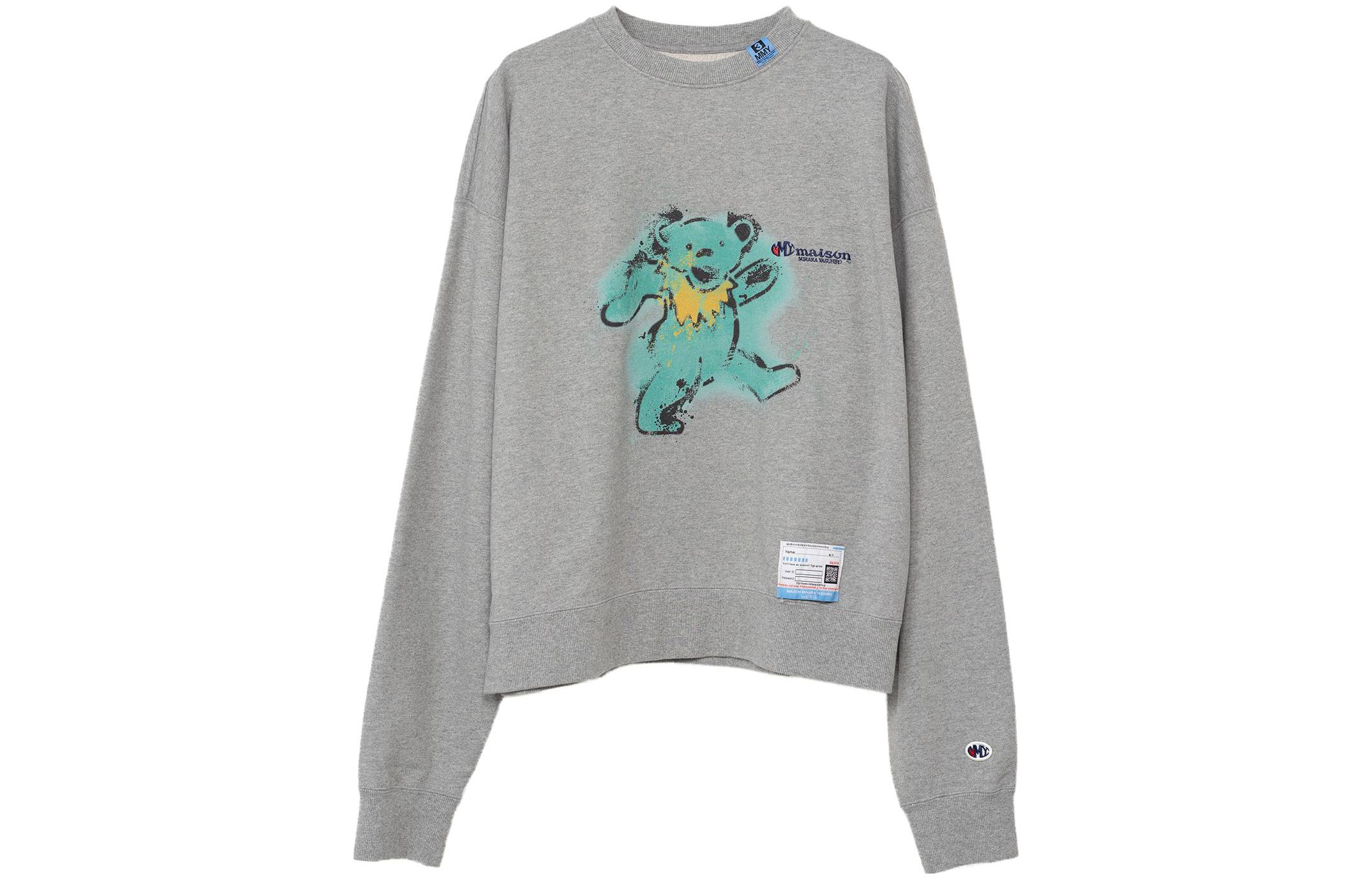 Maison Mihara Yasuhiro Mihara Yasuhiro FW23 Cartoon Bear Print Crewneck Sweatshirt Black () A11PO713-BLACK