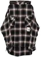 Maison Mihara Yasuhiro Mihara Yasuhiro Plaid Button-Up Hooded Fitted Long-Sleeve Shirt Black Mens. J12SH074-BLACK Maison Mihara Yasuhiro Mihara Yasuhiro Plaid Button-Up Hooded Fitted Long-Sleeve Shirt Black Mens. J12SH074-BLACK