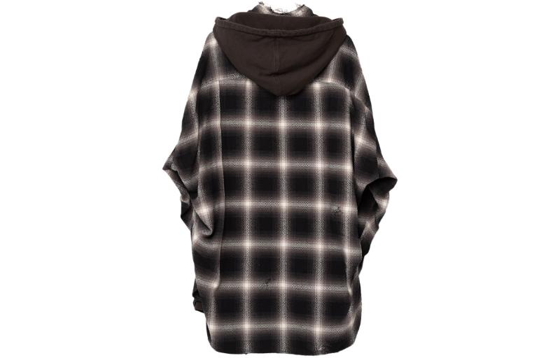 Maison Mihara Yasuhiro Mihara Yasuhiro Plaid Button-Up Hooded Fitted Long-Sleeve Shirt Black Mens. J12SH074-BLACK 圖 3