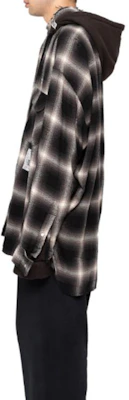 Maison Mihara Yasuhiro 男士黑色格紋連帽修身長袖襯衫 J12SH074-BLACK Details for Maison Mihara Yasuhiro 男士黑色格紋連帽修身長袖襯衫 J12SH074-BLACK