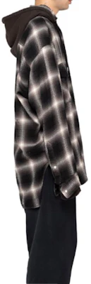 Maison Mihara Yasuhiro 男士黑色格紋連帽修身長袖襯衫 J12SH074-BLACK Sizing Maison Mihara Yasuhiro 男士黑色格紋連帽修身長袖襯衫 J12SH074-BLACK
