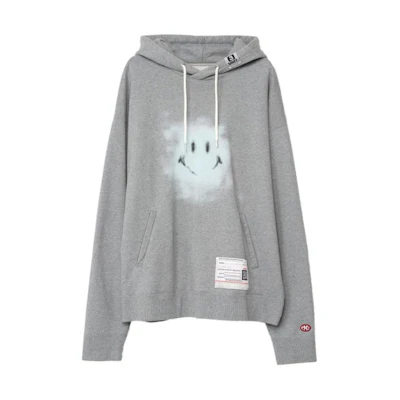 Maison Mihara Yasuhiro Mihara Yasuhiro Smiley Face Hoodie Black - Casual Pullover Sweatshirt A12HD672-BLACK