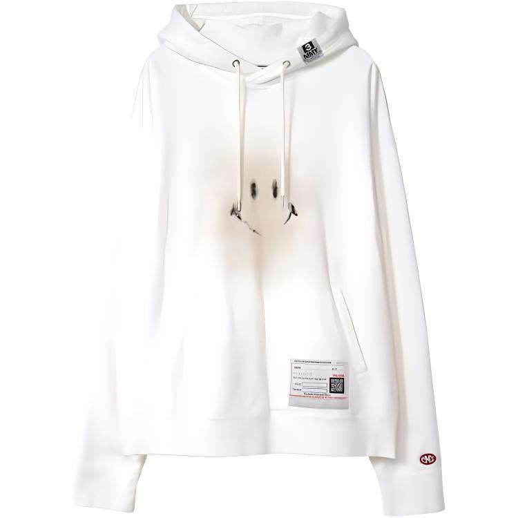 Maison Mihara Yasuhiro Mihara Yasuhiro Smiley Face Printed Hoodie  White Pullover Sweatshirt. A12HD672-WHITE