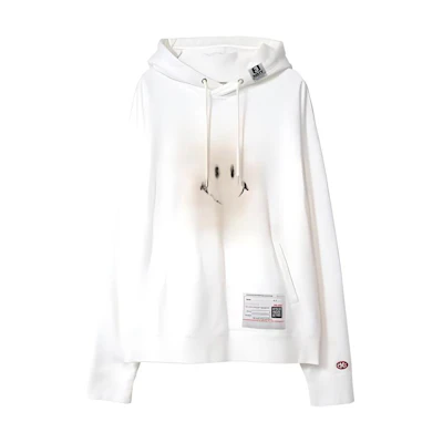Maison Mihara Yasuhiro Mihara Yasuhiro Smiley Face Printed Hoodie White Pullover Sweatshirt. A12HD672-WHITE