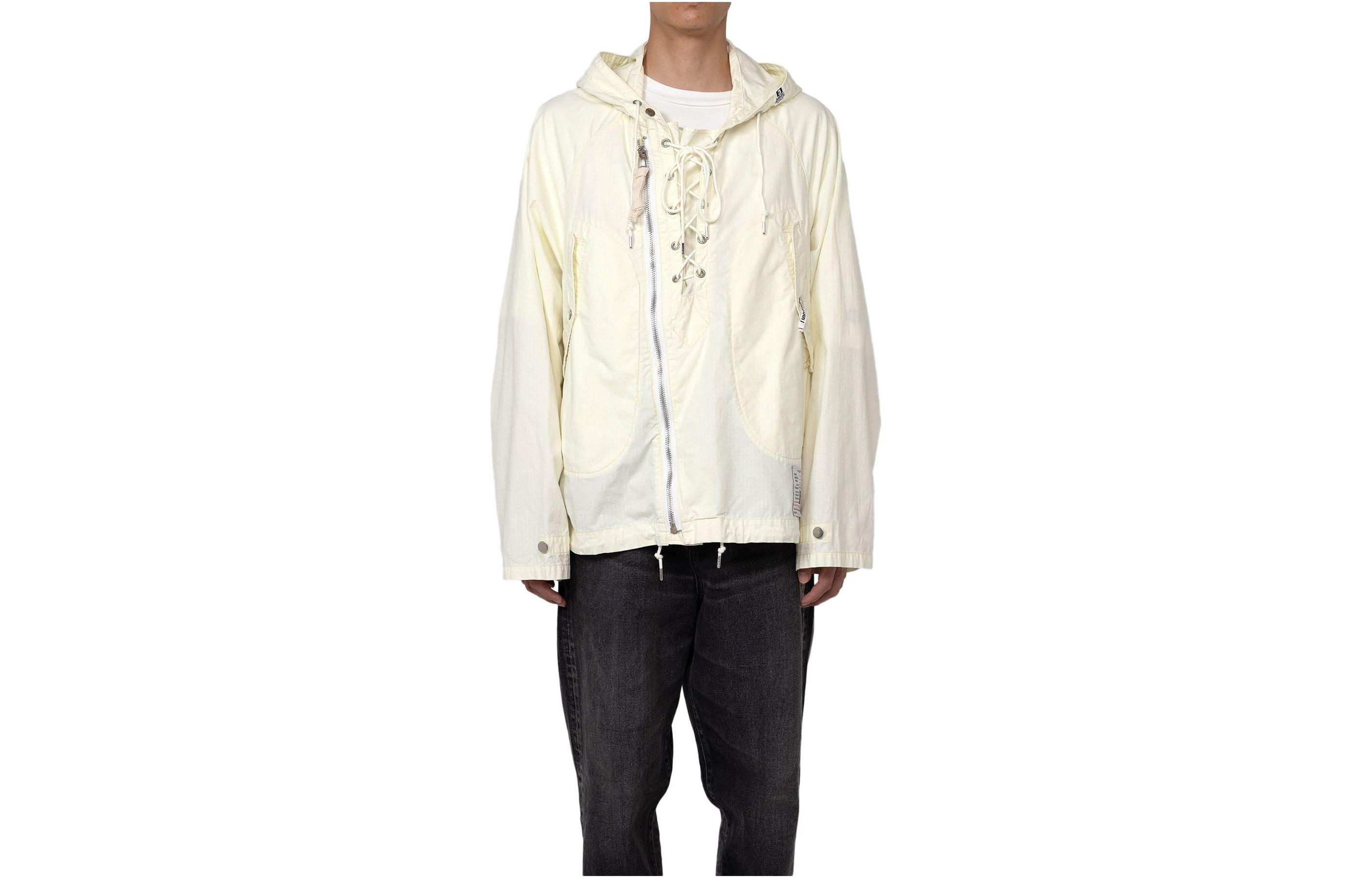 Maison Mihara Yasuhiro Mihara Yasuhiro White Printed Zip-Up Slim-Fit Jacket J12BL041-WHITE