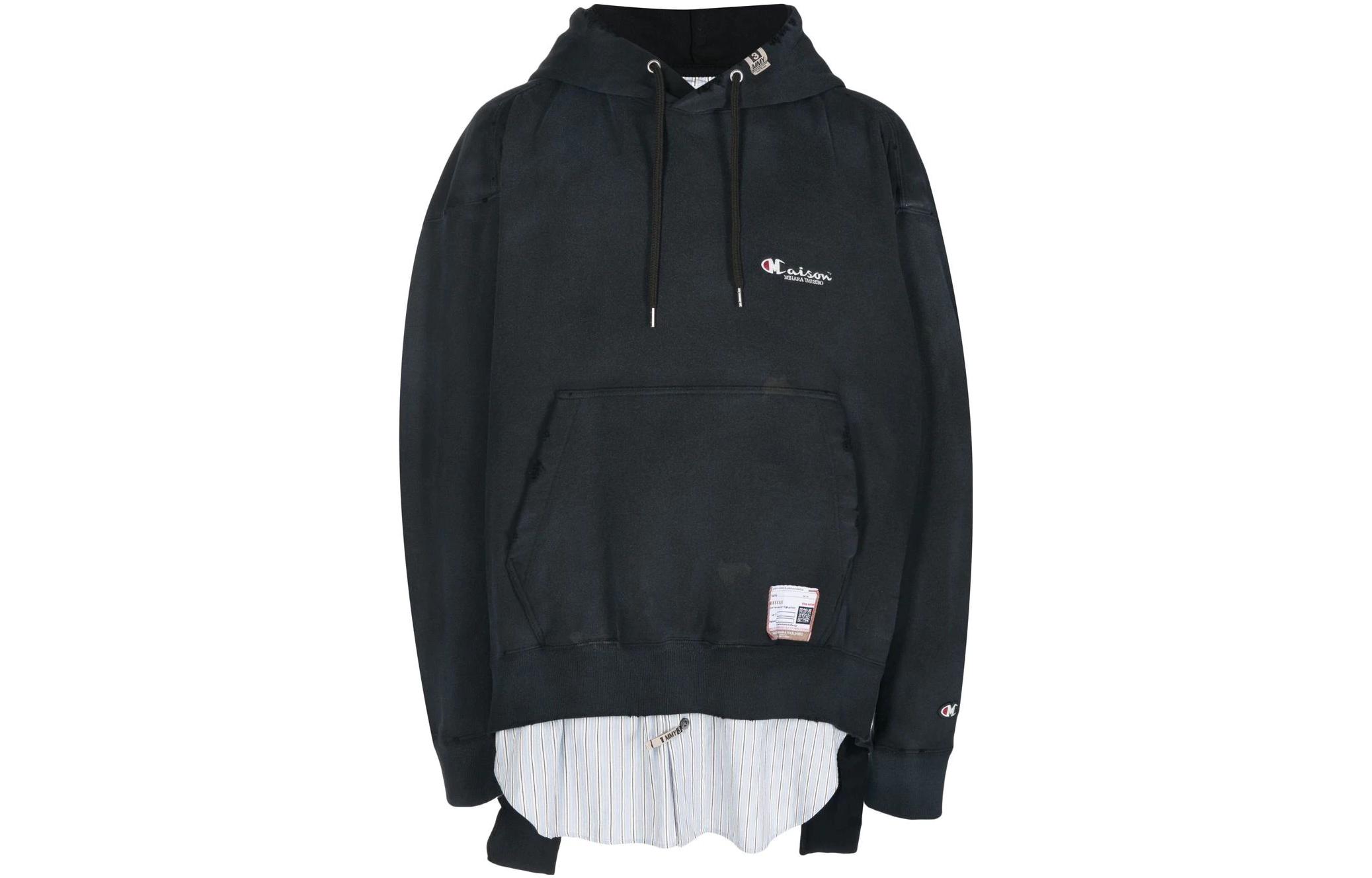 Maison Mihara Yasuhiro Mix Layered Denim Zip Hoodie Jacket Black Menswear A11BL022-BLACK