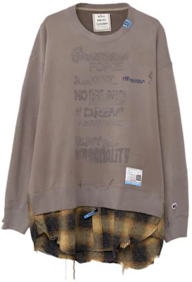 Maison Mihara Yasuhiro 男士棕色字母印花寬鬆版圓領長袖上衣 A11PO602-GRAY Buy Maison Mihara Yasuhiro 男士棕色字母印花寬鬆版圓領長袖上衣 A11PO602-GRAY