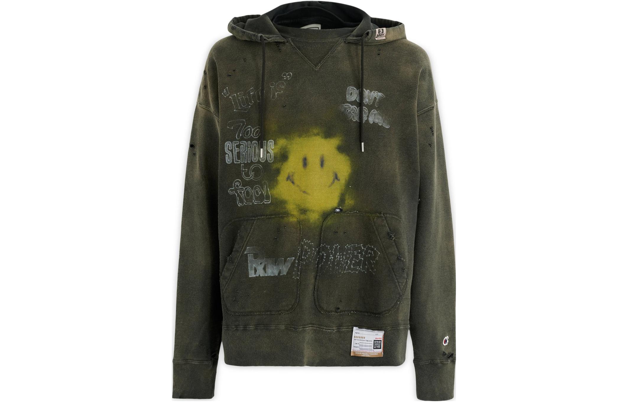 Maison Mihara Yasuhiro Oversized Letter Print Hoodie Jacket Black A07PK611-BLACK