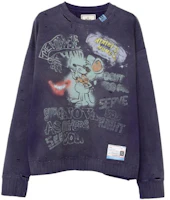 Maison Mihara Yasuhiro Purple Cartoon Print Crewneck Sweatshirt A11PO593-PURPLE Maison Mihara Yasuhiro Purple Cartoon Print Crewneck Sweatshirt A11PO593-PURPLE
