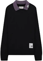 Maison Mihara Yasuhiro Solid Color Logo Collared Long Sleeve Sweatshirt Black J09PO523-BLACK Maison Mihara Yasuhiro Solid Color Logo Collared Long Sleeve Sweatshirt Black J09PO523-BLACK