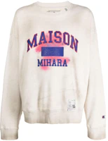 Maison Mihara Yasuhiro SS23 Distressed Logo Print Long Sleeve Sweatshirt White Men J10PO513 Maison Mihara Yasuhiro SS23 Distressed Logo Print Long Sleeve Sweatshirt White Men J10PO513