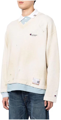 Maison Mihara Yasuhiro SS23 白色刺繡Logo長袖Polo衫男士衛衣 A09PO582-WHITE Buy Maison Mihara Yasuhiro SS23 白色刺繡Logo長袖Polo衫男士衛衣 A09PO582-WHITE