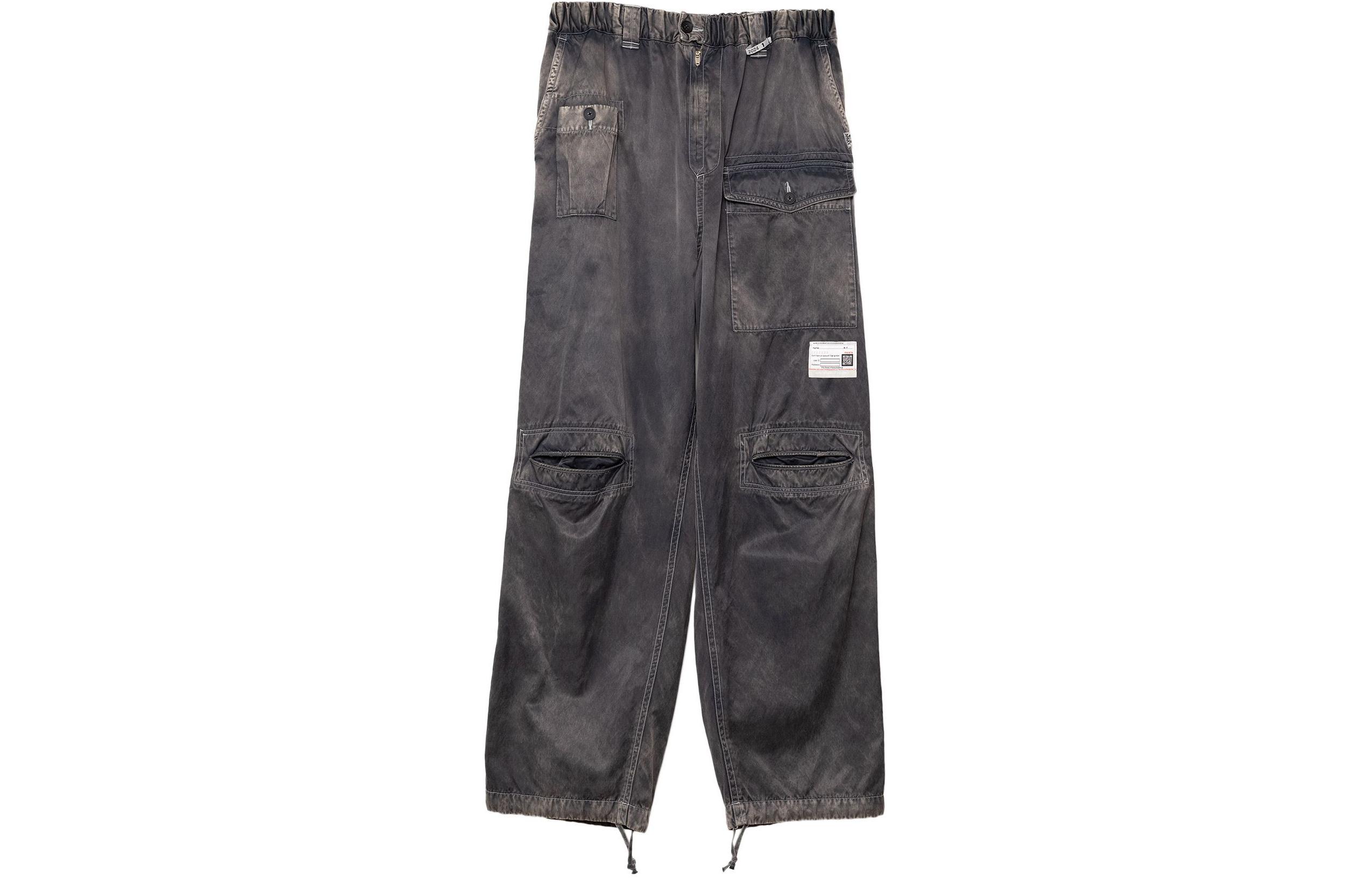 Maison Mihara Yasuhiro SS24  Black Loose Fit Retro Multi-Pocket Cargo Pants. A12PT041-BLACK