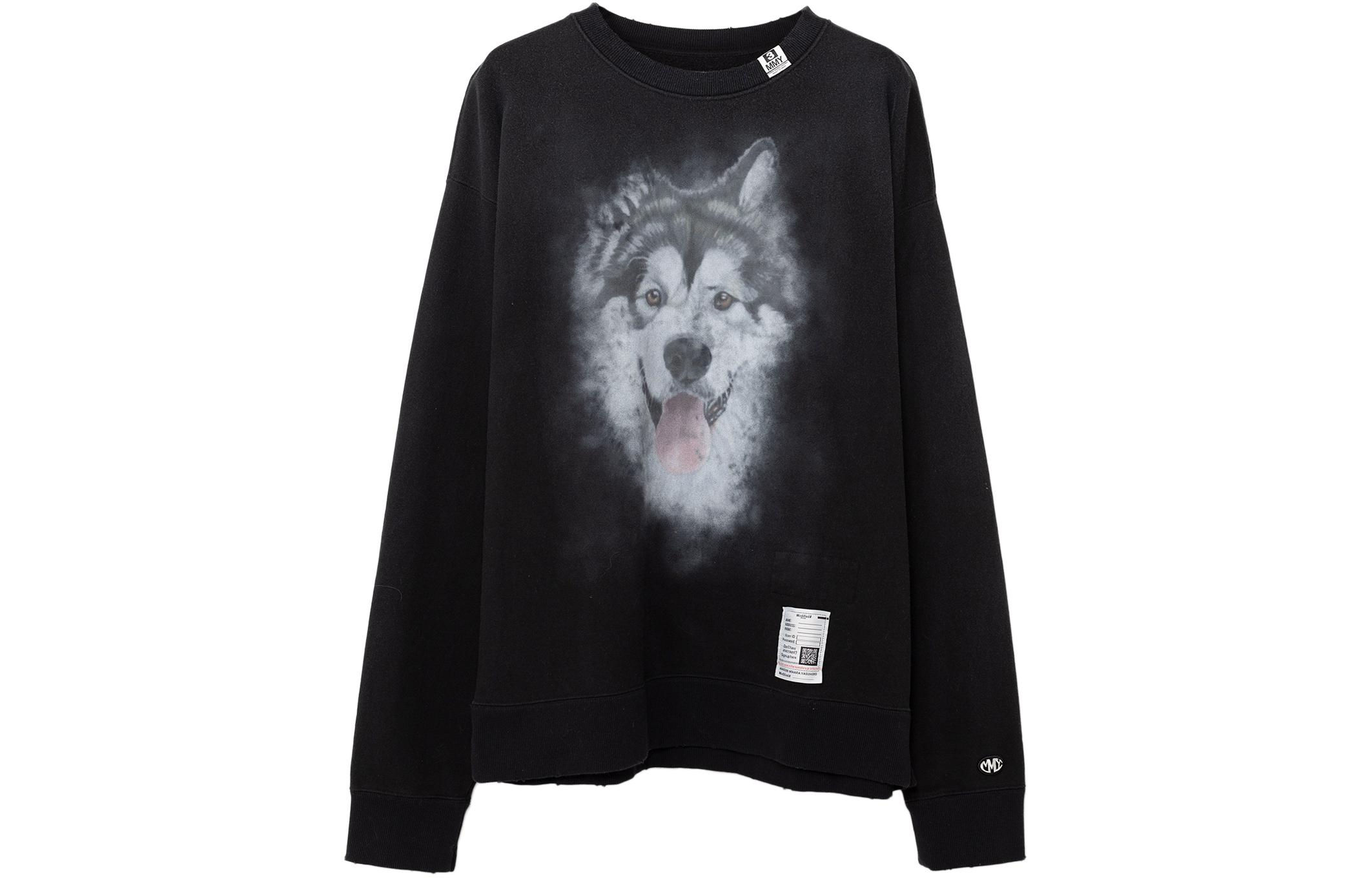 Maison Mihara Yasuhiro SS24 Black Oversized Hoodie with Logo Print for Men A12HD551-BLACK