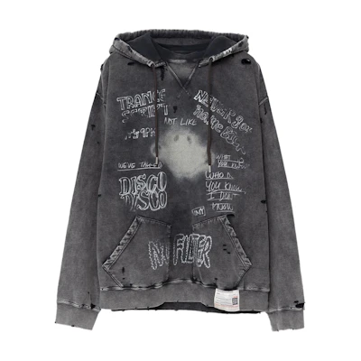 Maison Mihara Yasuhiro SS24 Graffiti Print Hoodie Black ( Capsule Collection) C12HD512
