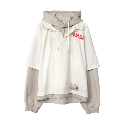 Maison Mihara Yasuhiro SS24 Layered Letter Loose Fit Hoodie Black () A12HD574-BLACK