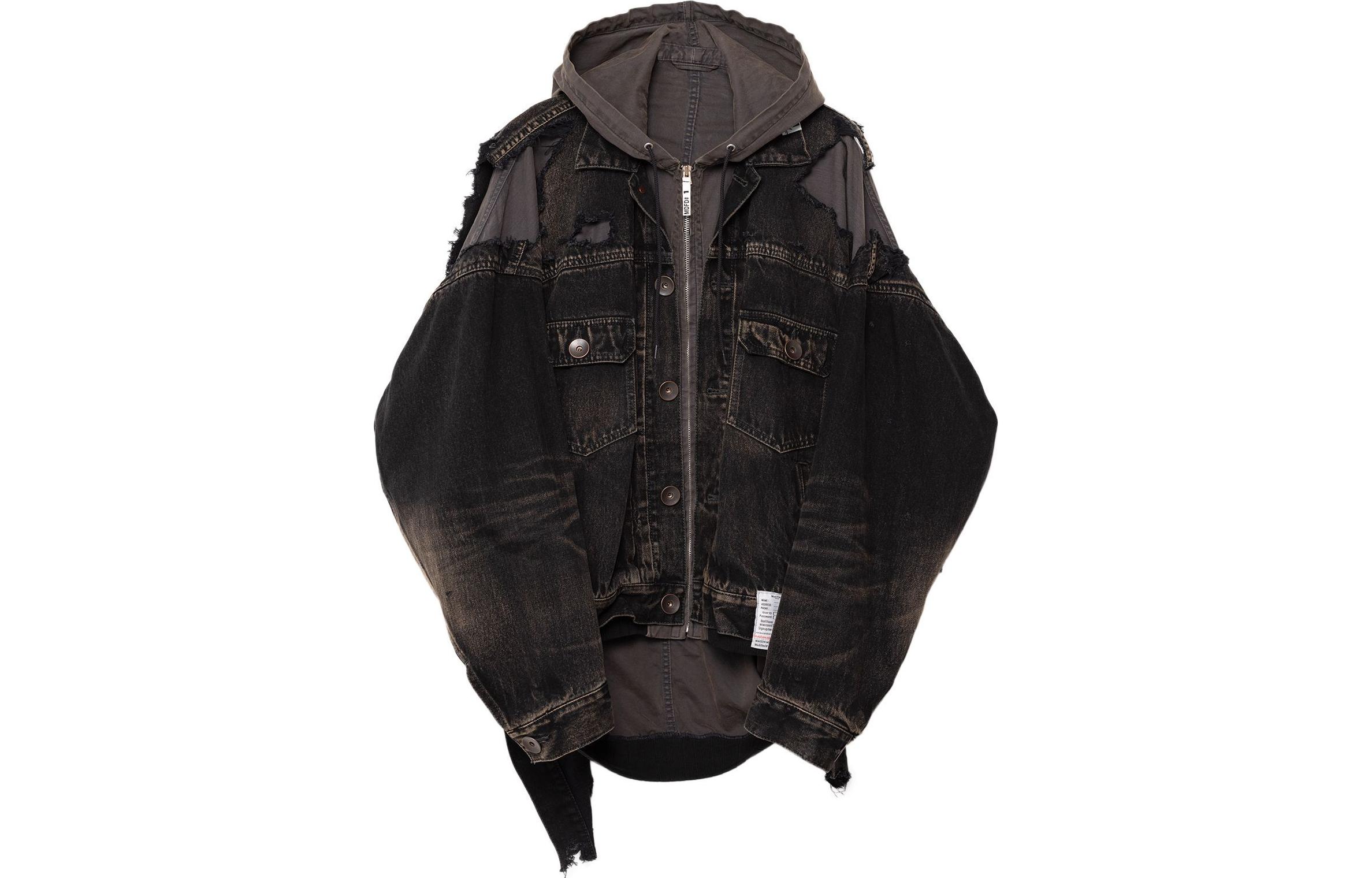 Maison Mihara Yasuhiro SS24 Oversized Layered Zip-Up Denim Jacket Black Menswear J12BL021-BLACK