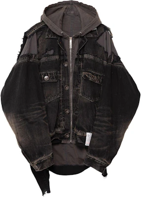 Maison Mihara Yasuhiro SS24 男裝黑色拼接寬鬆拉鍊丹寧外套 J12BL021-BLACK Buy Maison Mihara Yasuhiro SS24 男裝黑色拼接寬鬆拉鍊丹寧外套 J12BL021-BLACK