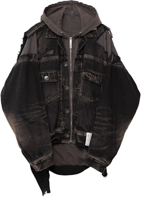 Maison Mihara Yasuhiro SS24 男裝黑色拼接寬鬆拉鍊丹寧外套 J12BL021-BLACK Order Maison Mihara Yasuhiro SS24 男裝黑色拼接寬鬆拉鍊丹寧外套 J12BL021-BLACK