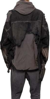 Maison Mihara Yasuhiro SS24 男裝黑色拼接寬鬆拉鍊丹寧外套 J12BL021-BLACK Purchase Maison Mihara Yasuhiro SS24 男裝黑色拼接寬鬆拉鍊丹寧外套 J12BL021-BLACK